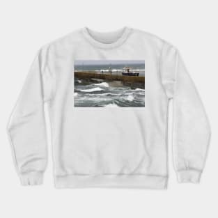 Rough seas at Seahouses, Northumberland, UK Crewneck Sweatshirt